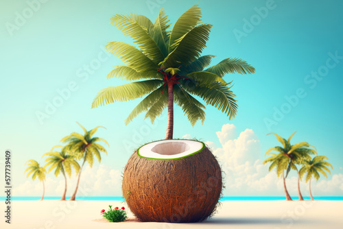 Summer coconuts background ,Generative AI