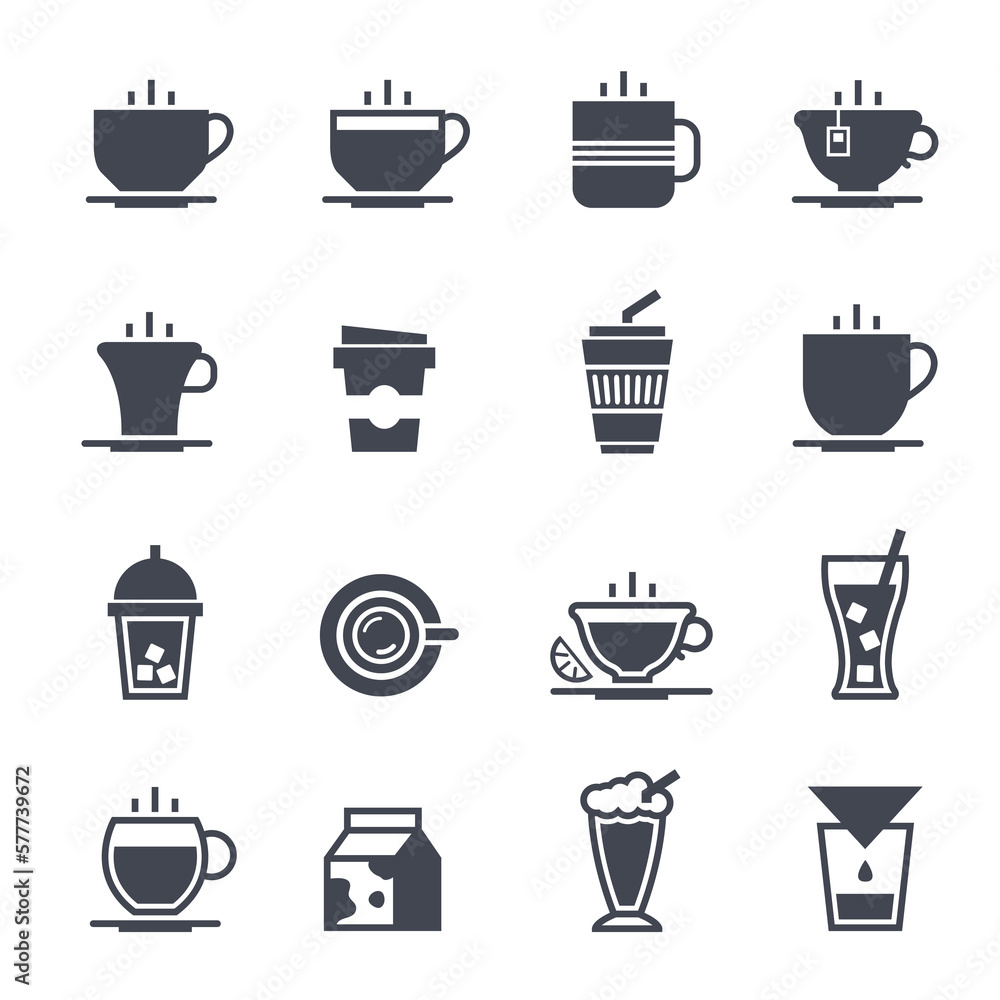 Coffee and Tea Filled Icon. Coffee and Tea Filled Icon.