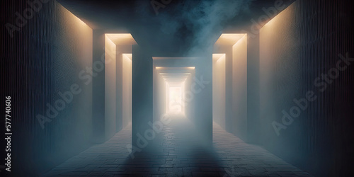 Foggy endless corridor- Generative AI