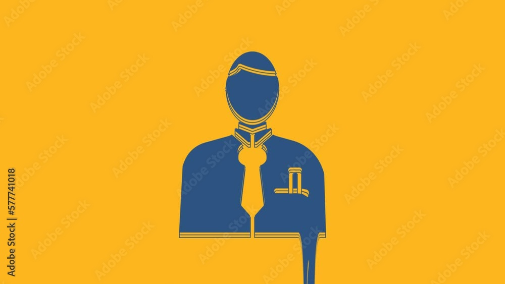 Blue Businessman or stock market trader icon isolated on orange background. 4K Video motion graphic animation Blue Businessman or stock market trader icon isolated on orange background. 4K Video motion graphic animation