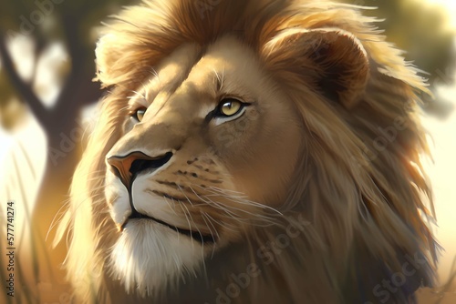 Portrait of a lion. Generative AI