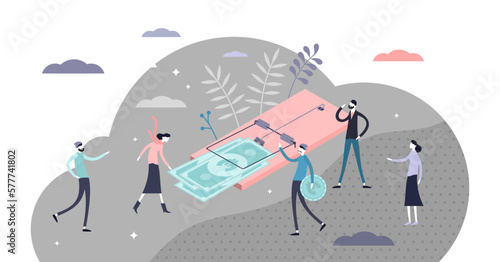 Fototapeta Money trap concept, financial risk metaphor, transparent background