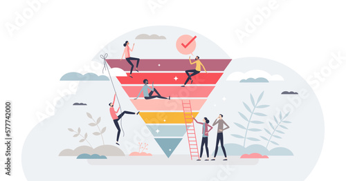 Taxonomy as science for categorization or classification tiny person concept, transparent background. Hierarchical pyramid for scientific types division illustration. Educational analysis system.