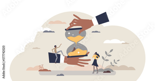 Time planning job and effective work flow management tiny person concept, transparent background. Task organization and optimization with professional project strategy without wasting hours.