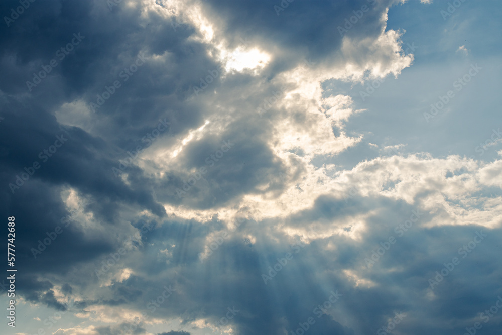 Blue sky with clouds and sun light