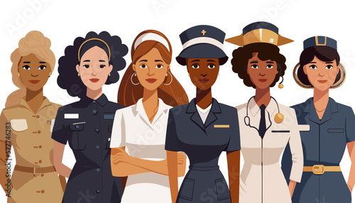 Group of women with different professions