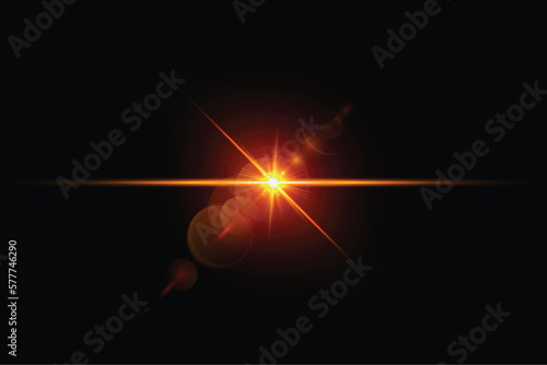 Golden transparent light lens flares streaks