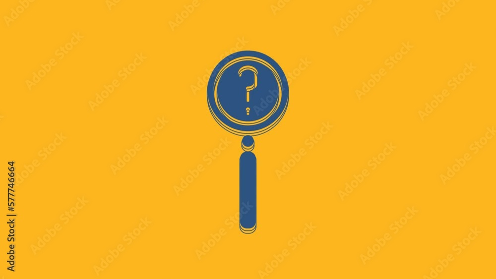 Blue Magnifying glass with search icon isolated on orange background. Detective is investigating. 4K Video motion graphic animation Blue Magnifying glass with search icon isolated on orange background. Detective is investigating. 4K Video motion graphic animation