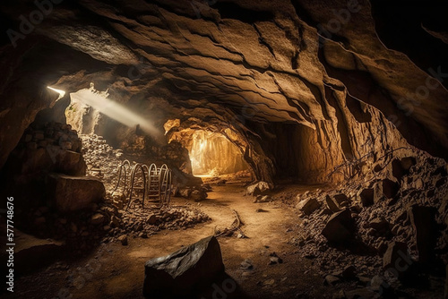 Wallpaper Mural Gold mine cave. Generative Ai Torontodigital.ca