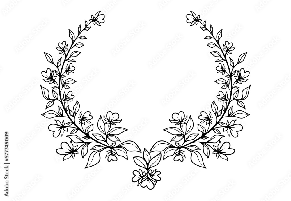 Floral decorative wreath, elegant ornament for logo, diploma, anniversary and wedding invitation and many more
