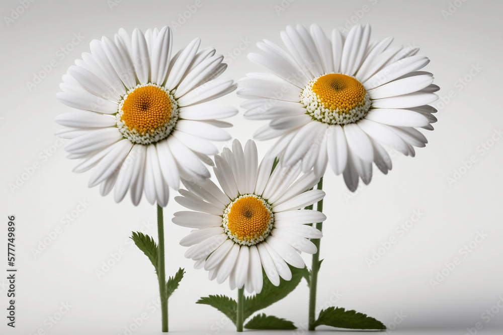 Obraz premium Celebrate Life's Moments with Beautiful Isolated Daisys on White Backgrounds. Generative AI