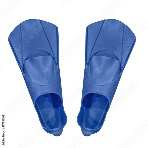 Cutout of isolated blue swimming fins with the transparent png
