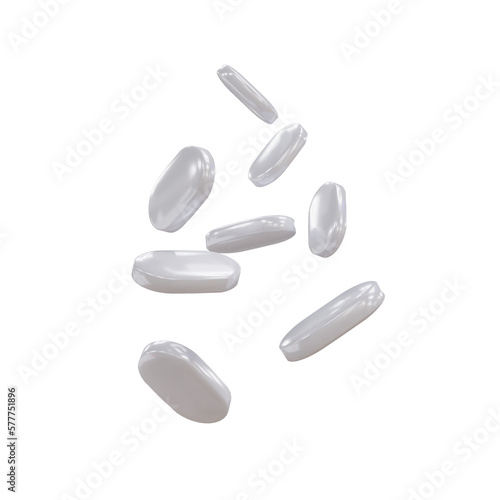 White capsules isolated on transparent background. 3d render. PNG. Tablets, medicine concept. 3D rendering, ui, ux. Pills. Health 