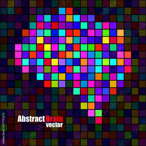 Abstract human brain of colorful pixels, concept artificial intelligence. Vector illustration