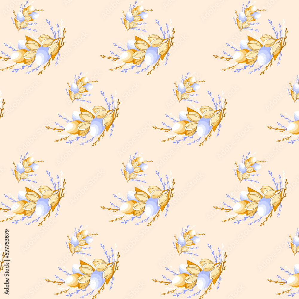 pattern for Easter Day with drawing florals elements pattern for Easter Day with drawing florals elements