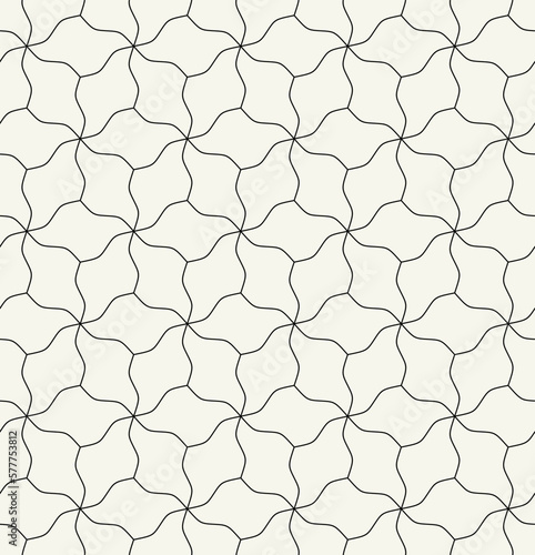Vector seamless pattern. Modern stylish texture. Repeating geometric tiles with linear hexagonal grid. Contemporary simple graphic design.