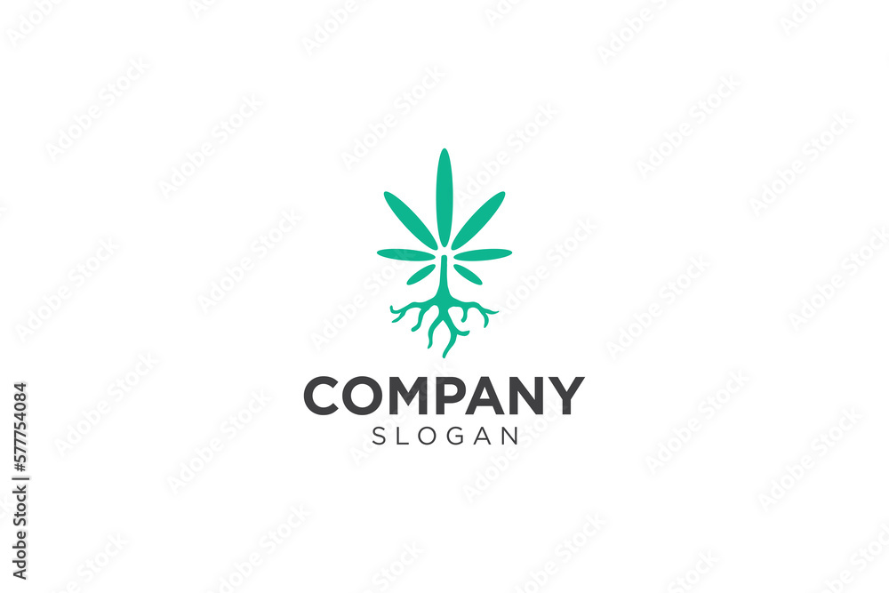 Cannabis tree and roots logo design