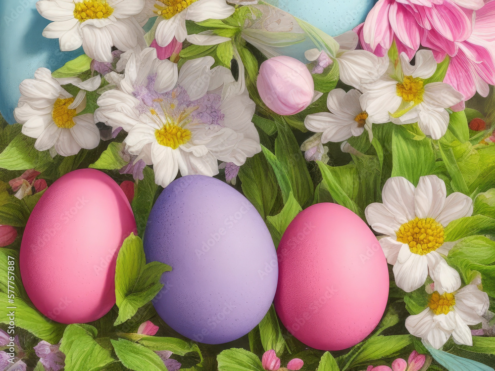 A cluster of vibrant Easter eggs sits on a lush green lawn in bright daylight, their smooth shells gleaming in the sunlight A cluster of vibrant Easter eggs sits on a lush green lawn in bright daylight, their smooth shells gleaming in the sunlight