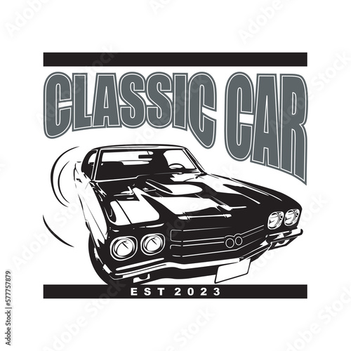 Classic car logo and best icon vector art design