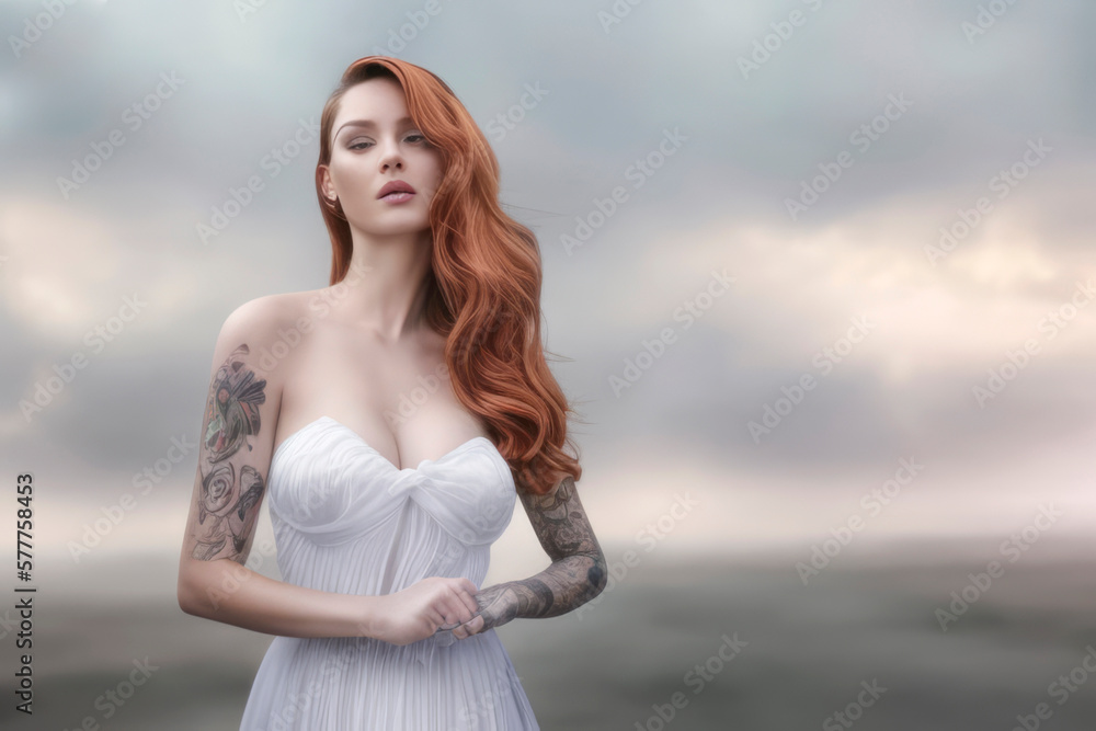 Portrait of a stunning woman with luscious long hair and a fashionable dress. Her captivating gaze and alluring smile exude confidence and grace, making her a true vision of beauty Portrait of a stunning woman with luscious long hair and a fashionable dress. Her captivating gaze and alluring smile exude confidence and grace, making her a true vision of beauty
