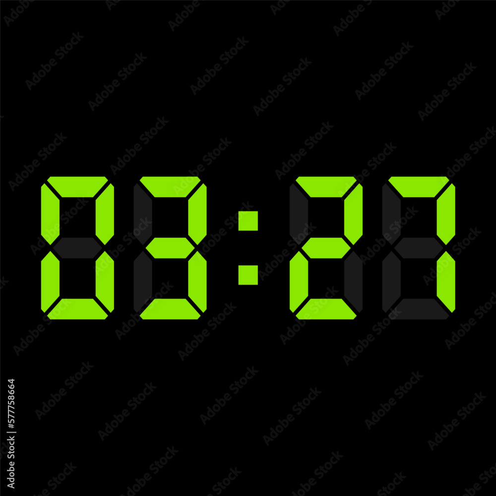 Digital clock vector illustration, time icon Digital clock vector illustration, time icon