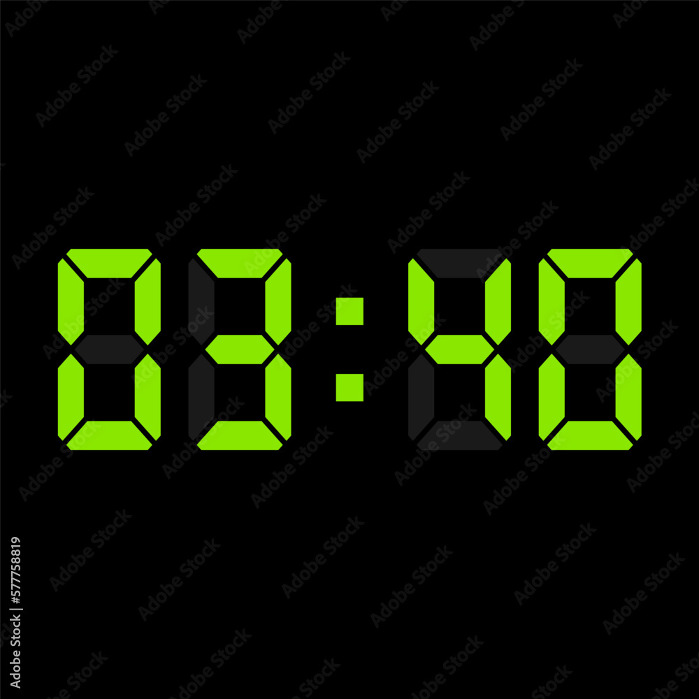 Digital clock vector illustration, time icon Digital clock vector illustration, time icon