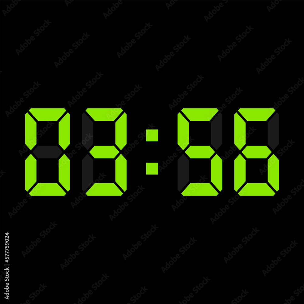 Digital clock vector illustration, time icon Digital clock vector illustration, time icon