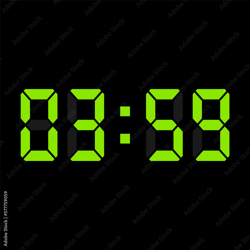 Digital clock vector illustration, time icon Digital clock vector illustration, time icon