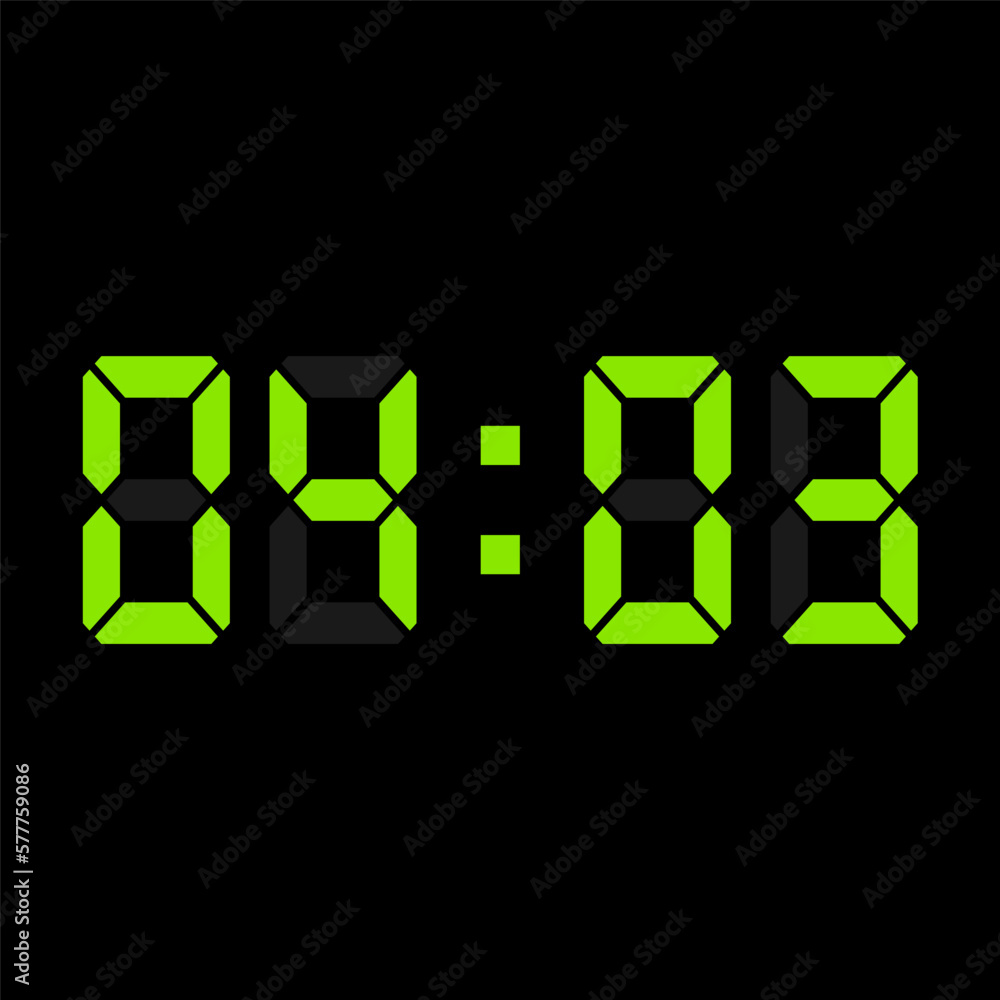 Digital clock vector illustration, time icon Digital clock vector illustration, time icon