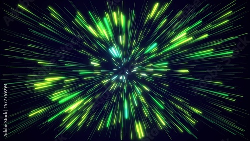 Amazing, beautiful and neon lines move endlessly toward the viewer. An explosion of colorful and monochromatic neon parts and their movement toward the camera. Lots of lines flying forward. 2D lines