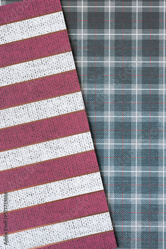 scrapbook paper stripes (knitted print) and plaid