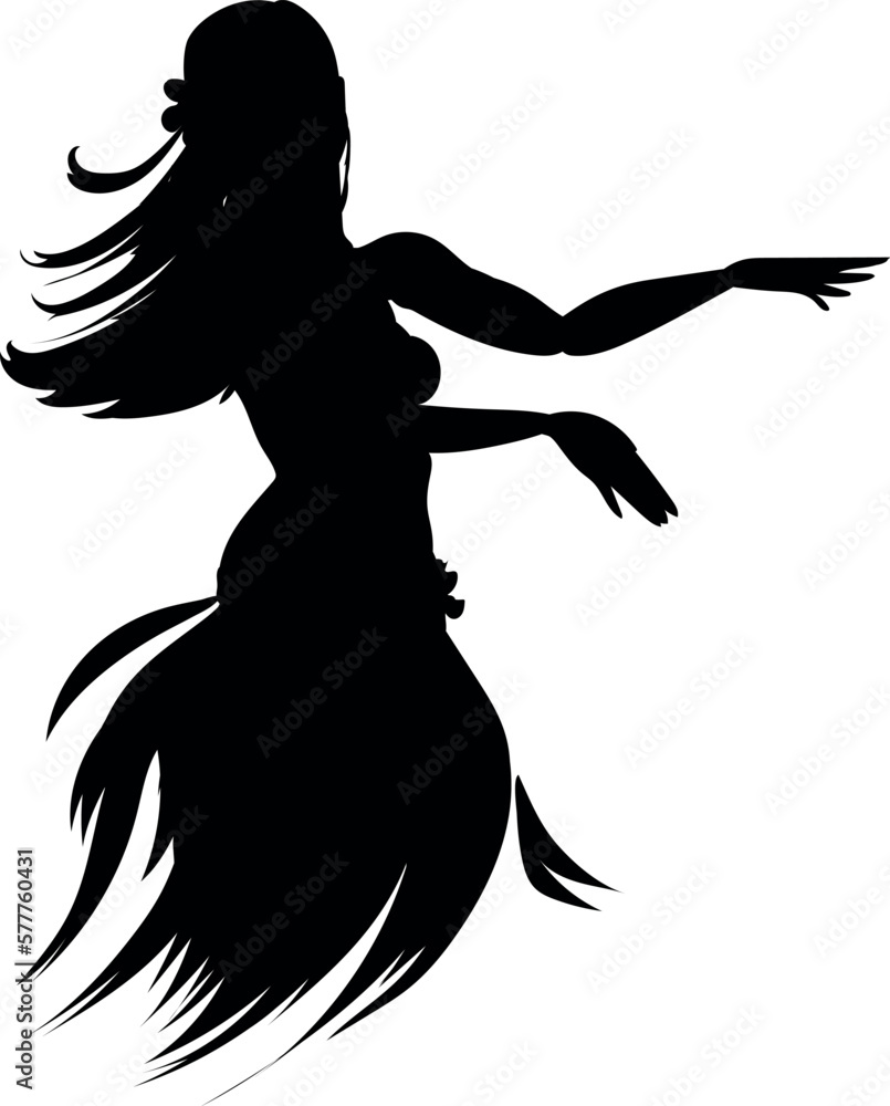 Black silhouette of hula dancer isolated on white background Black silhouette of hula dancer isolated on white background