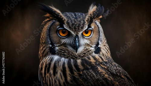 Eagle owl portrait - Generative ai © Mathias