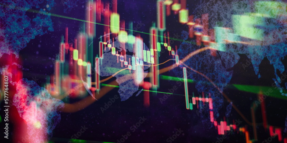 Obraz premium Fundamental and technical analysis concept. Analysis for professional technical analysis on the monitor of a computer.