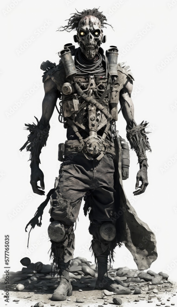 Wasteland radioactive mutant, post apocalypse creepy character