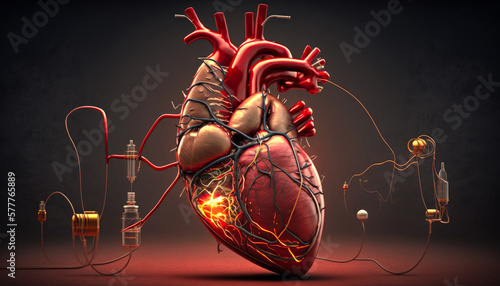 mechanical human heart pump, generative ai photo