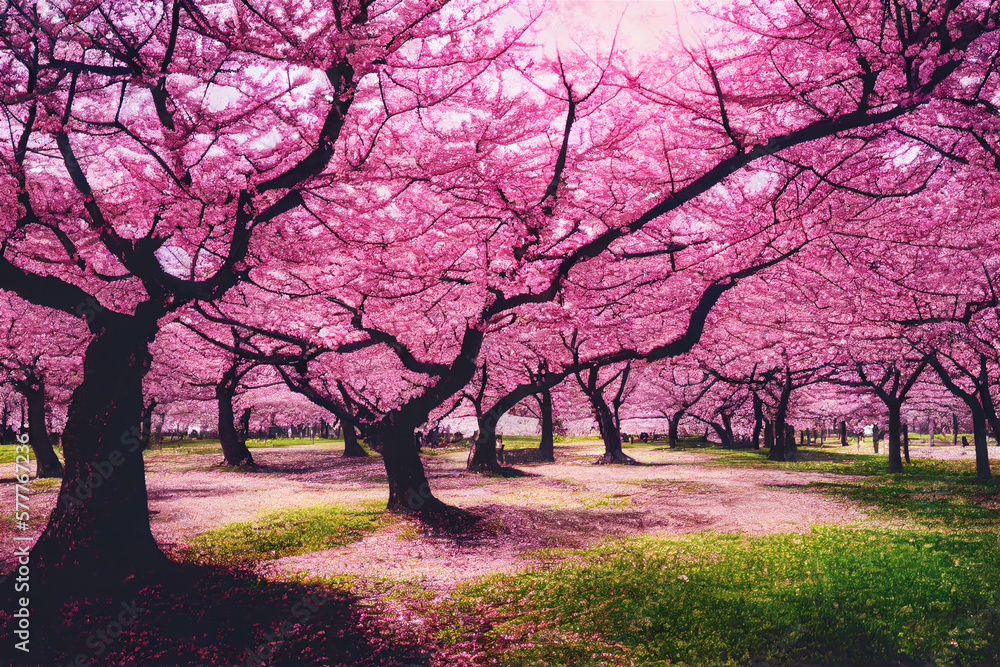 blooming japanese cherry trees