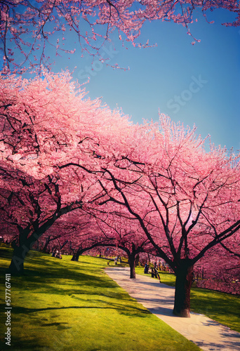 blooming japanese cherry trees