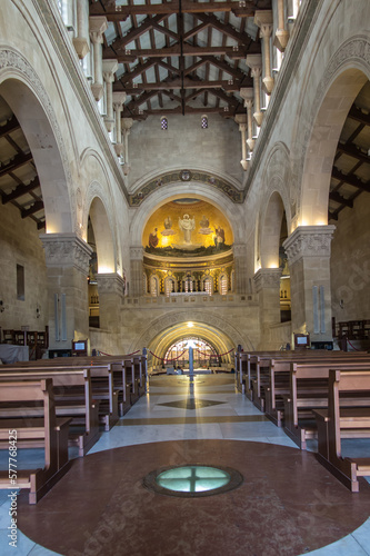 Mount Tabor. Israel. January 27, 2020: Interior of the Transfiguration Church on Mount Tabor