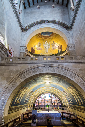 Mount Tabor. Israel. January 27, 2020: Interior of the Transfiguration Church on Mount Tabor