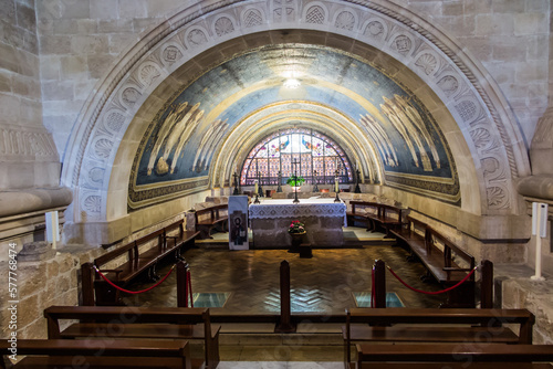 Mount Tabor. Israel. January 27, 2020: Interior of the Transfiguration Church on Mount Tabor