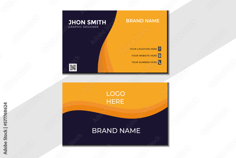 flat template, double sided card, professional layout, vector illustration, creative template design, personal business card
