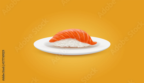 Vector Sushi. Rice with Fish. Asian Seafood. 