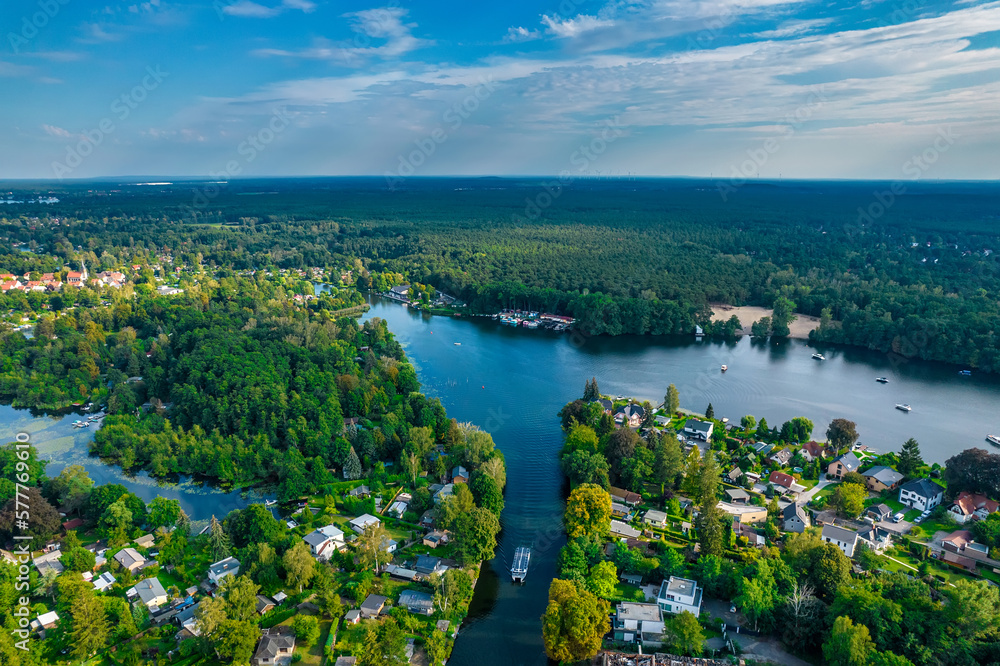 AerialView of lake and national park Muggelsee in Germany