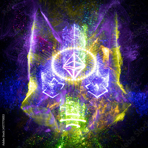 music album cover, abstract silhouette demon
