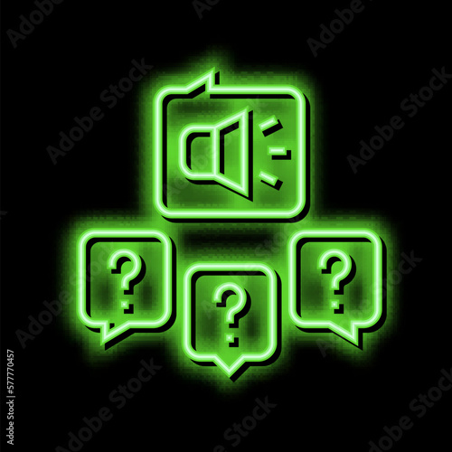 responses to media inquiries neon glow icon illustration