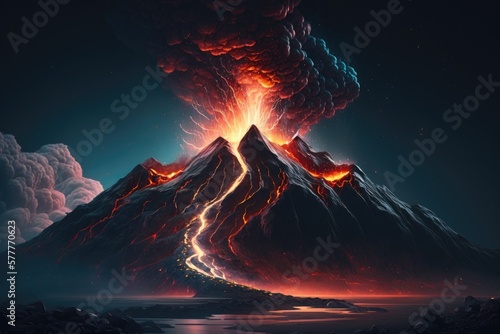 abstract volcano eruption very detailed Generative AI