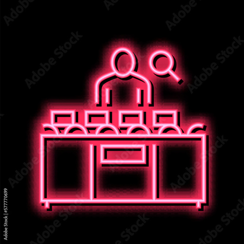 worker controle manufacturing process color icon vector illustration