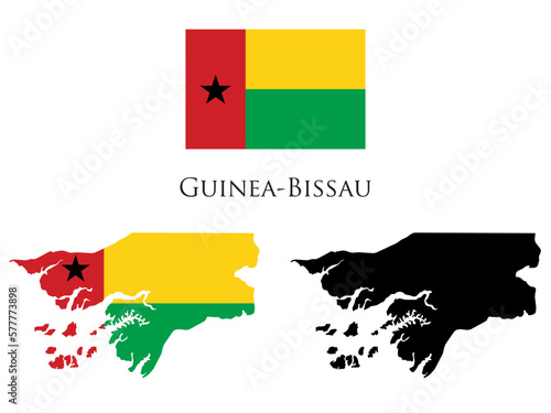 guinea bissau flag and map illustration vector photo