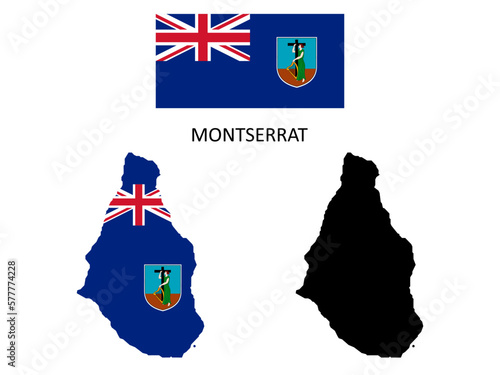montserrat flag and map illustration vector